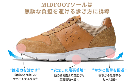 MIDFOOT ( ミッドフッド ) 紳士靴 レザースニーカー MF001JM ( ベージュ ) 4E　【 ファッション 靴 シューズ スニーカー メンズ 】 【 お洒落 レザーシューズ エコレザー 