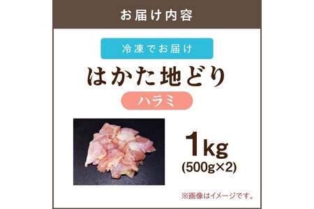 はかた地どり ハラミ 1kg(500g×2)(はかた地どり 地どり ハラミ 1kg 福岡県産 福岡)【A-847】