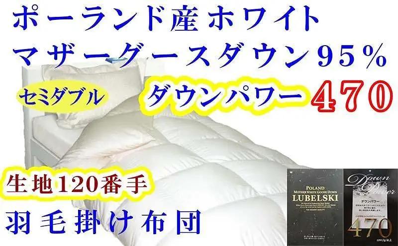 【羽毛布団 】 掛け布団 セミダブル ポーランド産マザーグース95% 120番手 ダウンパワー470【BE076】
