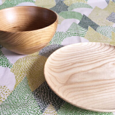 【ふるさと納税】十勝の樹々のうつわ 天然木製 中皿 18cm・スリムボウル 13cmセット 工芸品 食器 汁椀 お皿 器