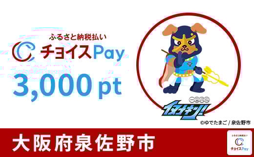 
            泉佐野市チョイスPay 3,000pt【会員限定のお礼の品】
          