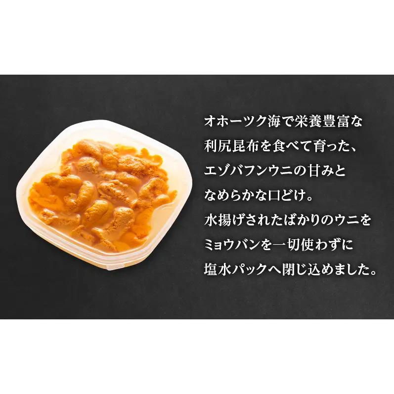 6～7月発送/先行予約 オホーツク枝幸 エゾバフンウニ 塩水パック100g［六三海］濃厚な甘みととろける食感【 うに 雲丹 バフンウニ 塩水うに ミョウバン不使用 期間限定 高級 魚介類 海の幸 北海