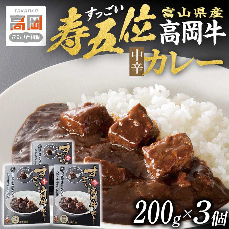 【ふるさと納税】寿五位高岡牛カレー ( 中辛 ) 200g×3個 カレー レトルト 牛 お土産 贈り物 富山 高岡市
