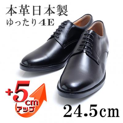 ふるさと納税 大和郡山市 メンズビジネスシューズ 5cmアップ本革シークレットシューズ 紐 No.1693 黒 24.5cm