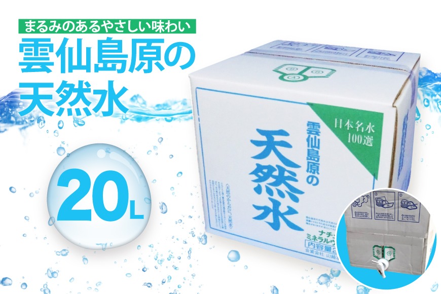 CE266 山崎本店酒造場 雲仙島原の天然水 20L  [ 水 天然水 おいしい 名水百選 大容量 軟水 長崎県 島原市 ]
