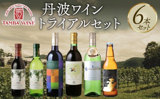 丹波ワイントライアル 6本セット（国産ワイン 国内醸造 日本ワイン 赤ワイン 白ワイン 酸化防止剤無添加発泡ワイン ワインセット ミディアムボディ フルボディ 中口 辛口 ギフト 贈り物 贈答 プレゼント 飲み比べ 記念日 お祝い お酒 丹波ワイン 人気 京都 京丹波町）