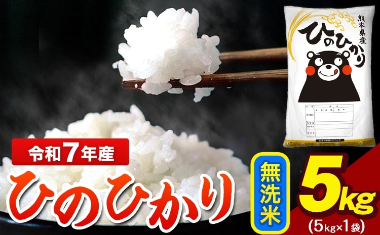 
             令和7年産 ひのひかり 無洗米 5kg   5kg×1袋 熊本県産（荒尾市産含む） 米 精米 ひの
          