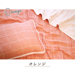 三河木綿　薄手8重枕パッド＆ガーゼケットセット_オレンジ【G0515】