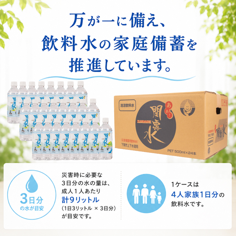 下関市上下水道局 水 あぁ！関露水 500mL×24本 備蓄用水 500mL × 24本