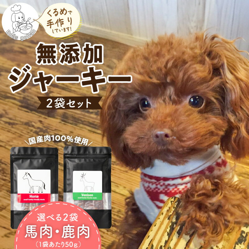 【ふるさと納税】馬肉 鹿肉 ジャーキー 無添加 各50g×2袋 種類 選べる セット 厳選 国産 肉 手作り 鮮度 抜群 こだわり ウエット タイプ 高カロリー防止 ブルズごはん ペット ペットフード ドッグフード 犬用 愛犬用 おやつ 冷凍 お取り寄せ 福岡県 久留米市 送料無料