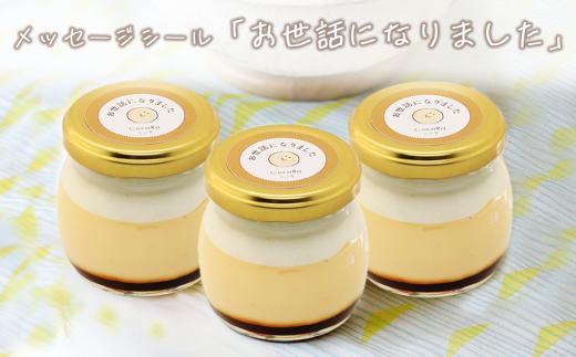 CocoRoプリン3個セット（ギフト包装＋メッセージシール「お世話になりました」）【 茨城県 つくば市 プリン スイーツ 生クリーム カスタードクリーム バニラ 牛乳 卵 国産 甘味 お菓子 デザート ギフト 8000】