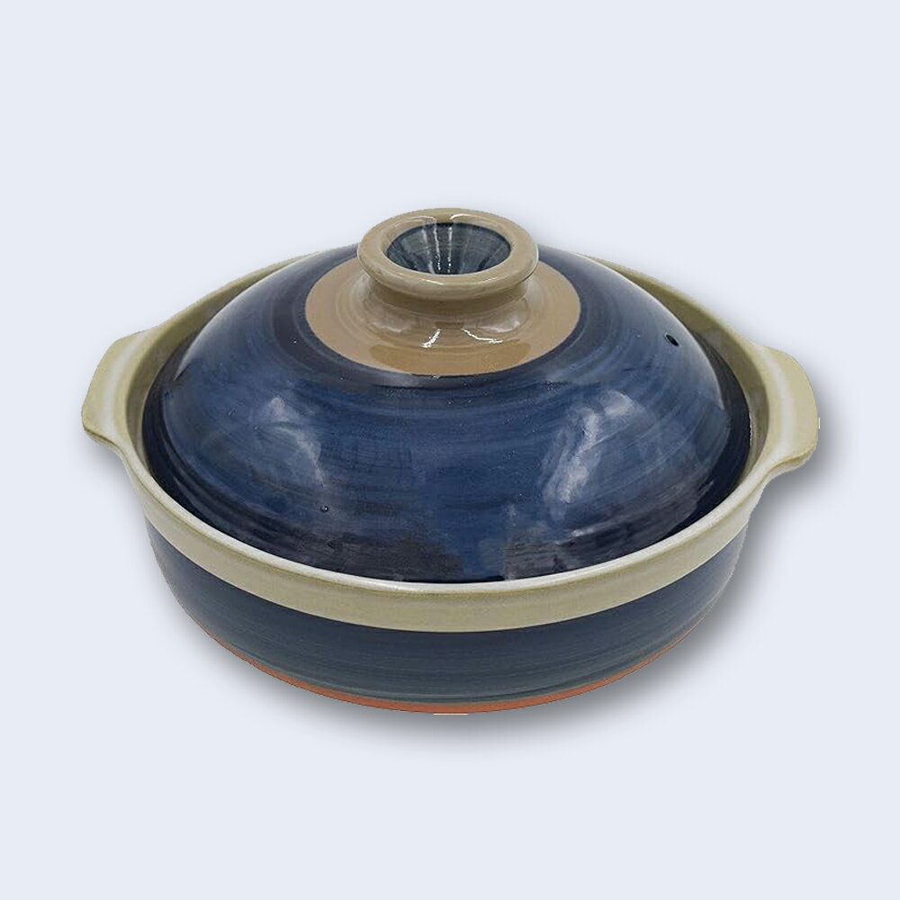 【ふるさと納税】【萬古焼（ばんこやき）】ルリ土鍋 セラミックコーティング（8号、9号） 内山製陶所 【土鍋 2～3人用 3～5人用 セラミック 直火用 電子レンジ対応 お手入れ簡単 食洗器対応 三重県 三重 四日市市 四日市 四日市市ふるさと納税 四日市ふるさと納税】