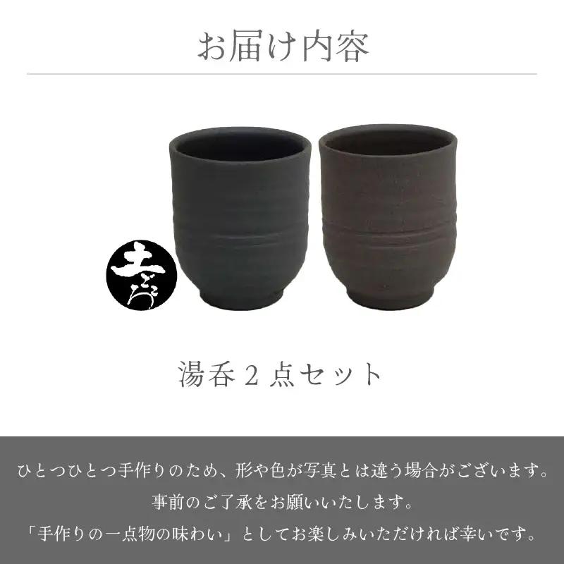  越前焼のふるさと越前町からお届け！土ごころ 湯呑 2点セット 光窯 越前焼 越前焼き 【お茶 酒 コップ カップ マグカップ 食器  ギフト うつわ 電子レンジ 食洗機 現代の名工 工芸品 陶器】 