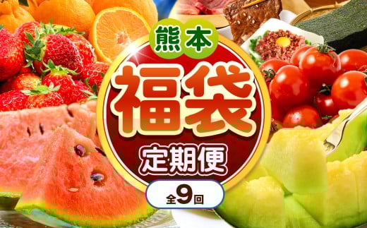 【 定期便 9回 】 熊本 福袋 |（ いちご みかん 不知火 デコポン スイカ メロン あか牛 牛肉 海苔 焼き海苔 馬肉 ユッケ ウインナー かんしょ さつまいも ） 肉 果物 フルーツ くだもの 定期 定期便 福袋定期便 熊本県 玉名市