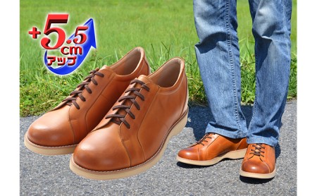 本革 幅広 ４Ｅ ワイド レザーカジュアル メンズ  ５.５cmアップ シークレットスニーカー No.516 キャメル 雑貨 日用品  BN003 26.5cm
