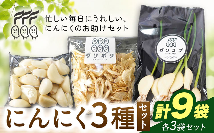 にんにく 3種 セット計9袋 各3袋 にんにくスプラウト むきにんにく 切干にんにく 株式会社ANELA GROW 《30日以内に出荷予定(土日祝除く)》千葉県 我孫子市 にんにく 水耕栽培 ギフト 送料無料