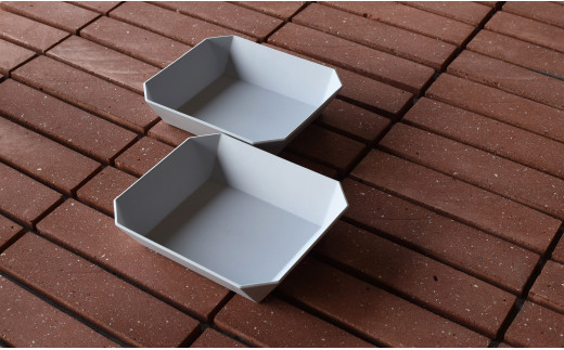 1616/ TY Square Bowl 184 Grey 2個セット 有田焼 器 皿 ボウル グレー A20-457