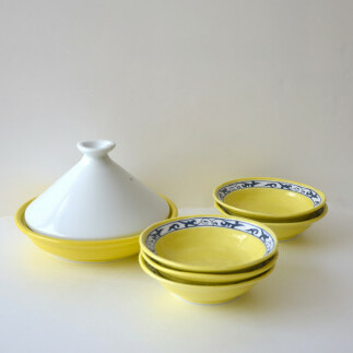 有田焼 レンジタジン鍋（イエロー）＆取り皿（黄唐草）5枚 東洋セラミックス A15-196_イメージ3