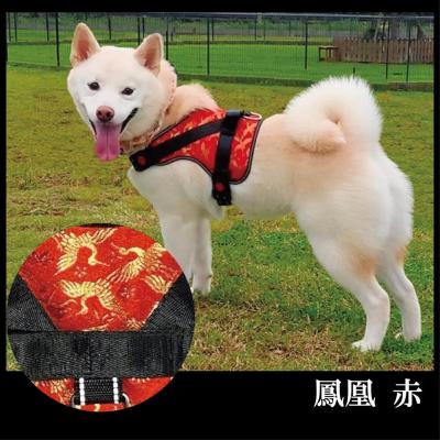 ふるさと納税 京都市 【 京都西陣金襴織 】中型犬用ハーネス 華(鳳凰 赤)【柴犬コウタのハッピィショップ】