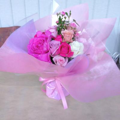 ふるさと納税 杵築市 『天使のバラ』薔薇だけの自立型花束(ピンク系) |  | 02