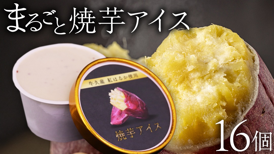 牛久市産 紅はるか 使用 焼き芋アイス 16個 入り アイスクリーム さつまいもスイーツ 焼き芋味 べにはるか 夏 アイス ギフト さつま芋 味 焼き芋 味 サツマイモ 冷凍 贈り物 [EJ010us]
