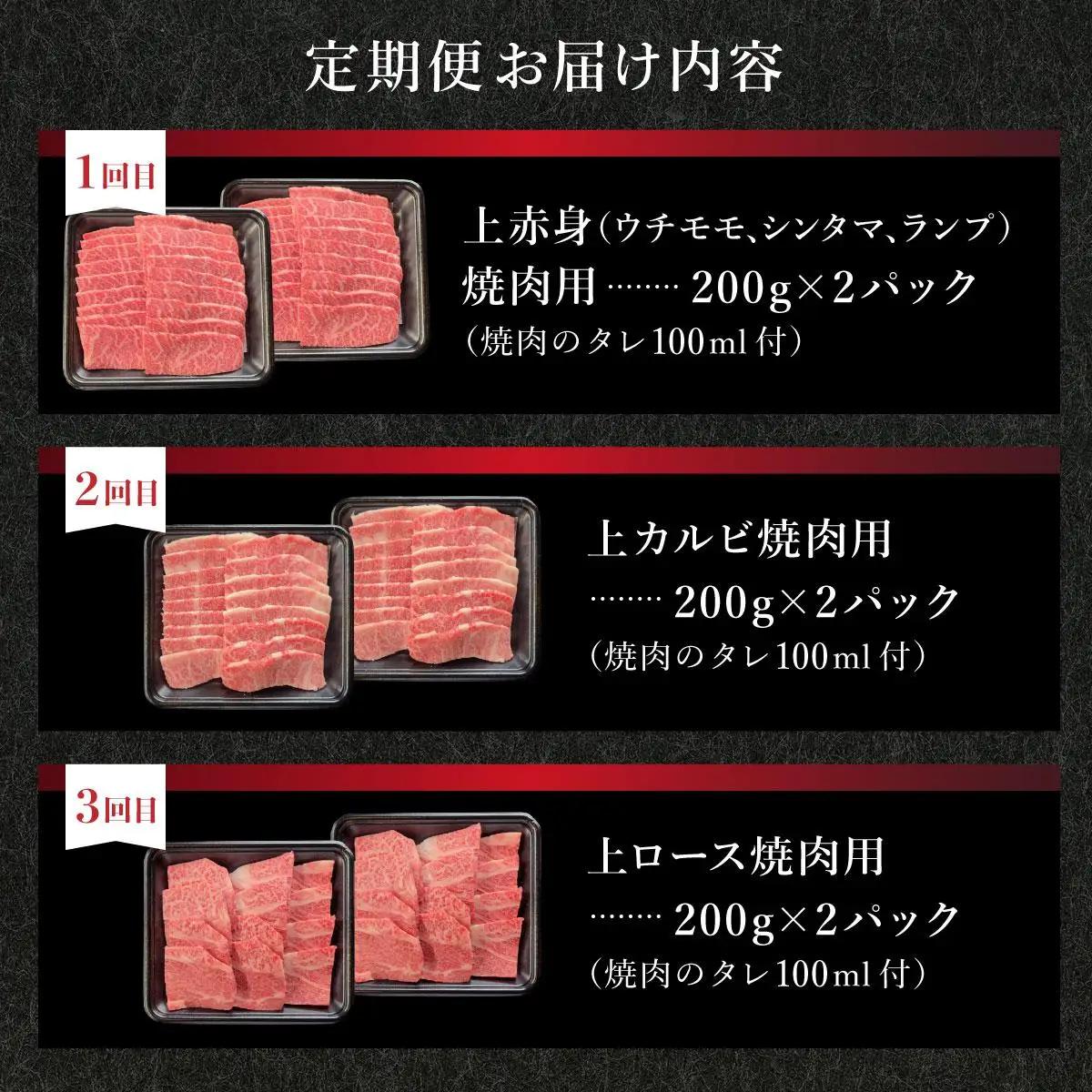 石垣牛焼肉セット 焼肉タレ3本 定期便3回 合計1.2kg