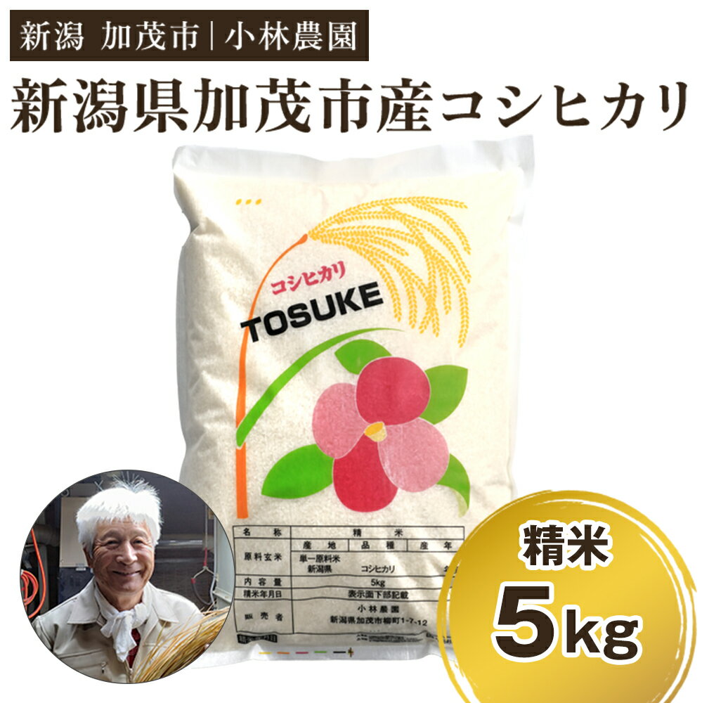 【ふるさと納税】【令和6年産米】加茂市小林農園のコシヒカリ 5kg（5kg×1袋）新潟産コシヒカリ お米 精米 料亭や割烹でも愛される従来品種 加茂市 小林農園