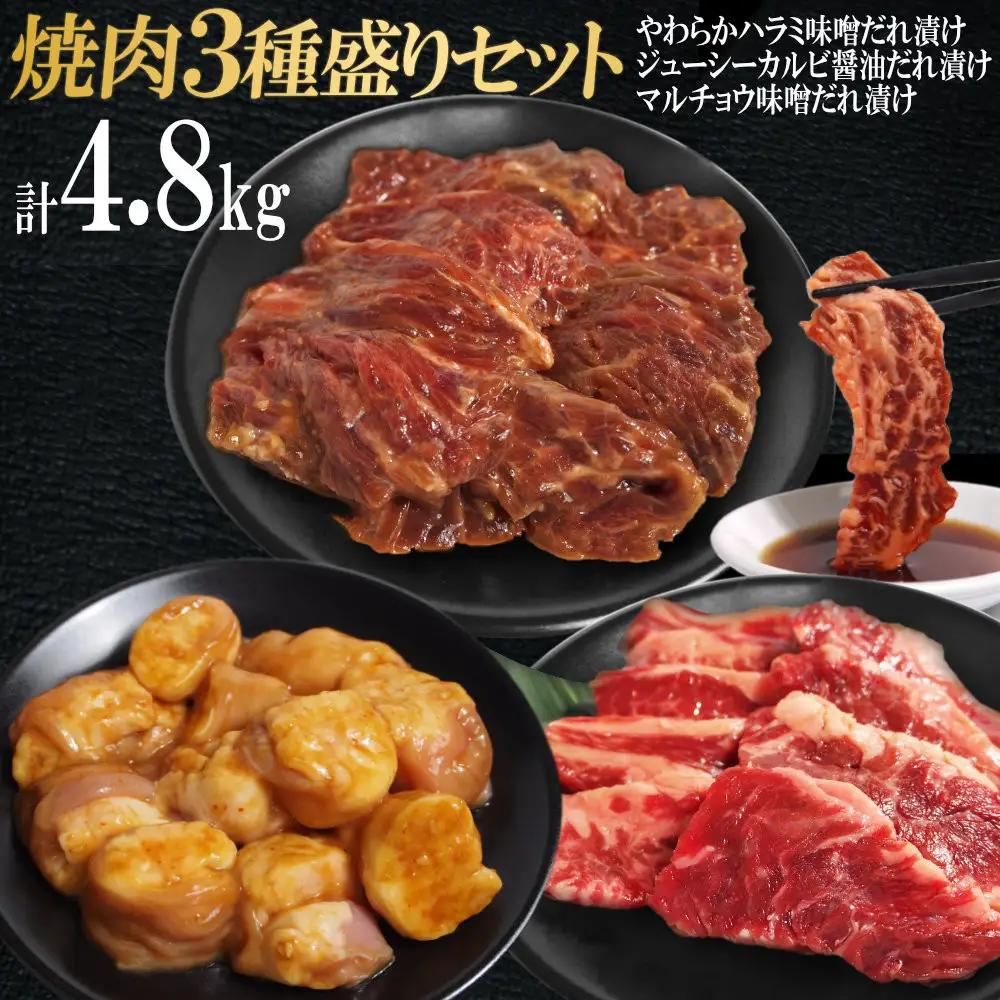 焼肉3種盛りセット(ハラミ・カルビ・マルチョウ)4.8kg | 情熱ホルモン