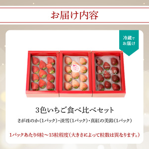 3色いちご食べ比べセット ／ さがほのか 淡雪 真紅の美鈴 フルーツ いちご【C030】