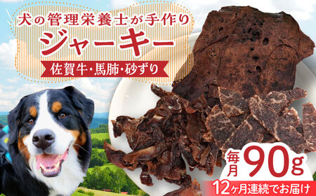 【管理栄養士お手製】＜全12回定期便＞ジャーキーセット（佐賀牛,馬肺,砂ずり） HCS010 ジャーキー ドッグフード