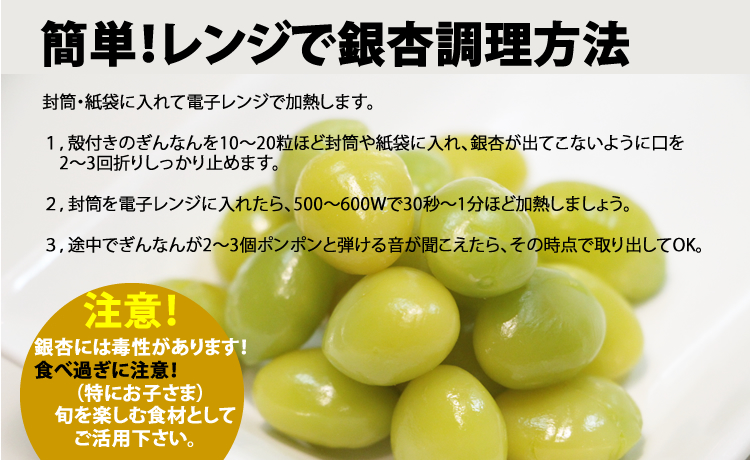 【先行予約】大粒銀杏（殻付き）600g ぎんなん 季節 旬の食材 秋の味覚 茶碗蒸し 大粒 おつまみ レンチン 佐賀県 小城市