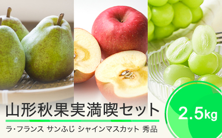 山形秋果実満喫セット サンふじ ラフランス シャインマスカット 秀品 詰め合わせ 2.5kg 化粧箱入り 2025年産 令和7年産 山形県産 りんご リンゴ ラ・フランス 西洋梨 洋梨 梨 ぶどう ブドウ 葡萄 果物 フルーツ セット アソート 詰合せ 送料無料 ※沖縄・離島への配送不可 ns-fsrls2500