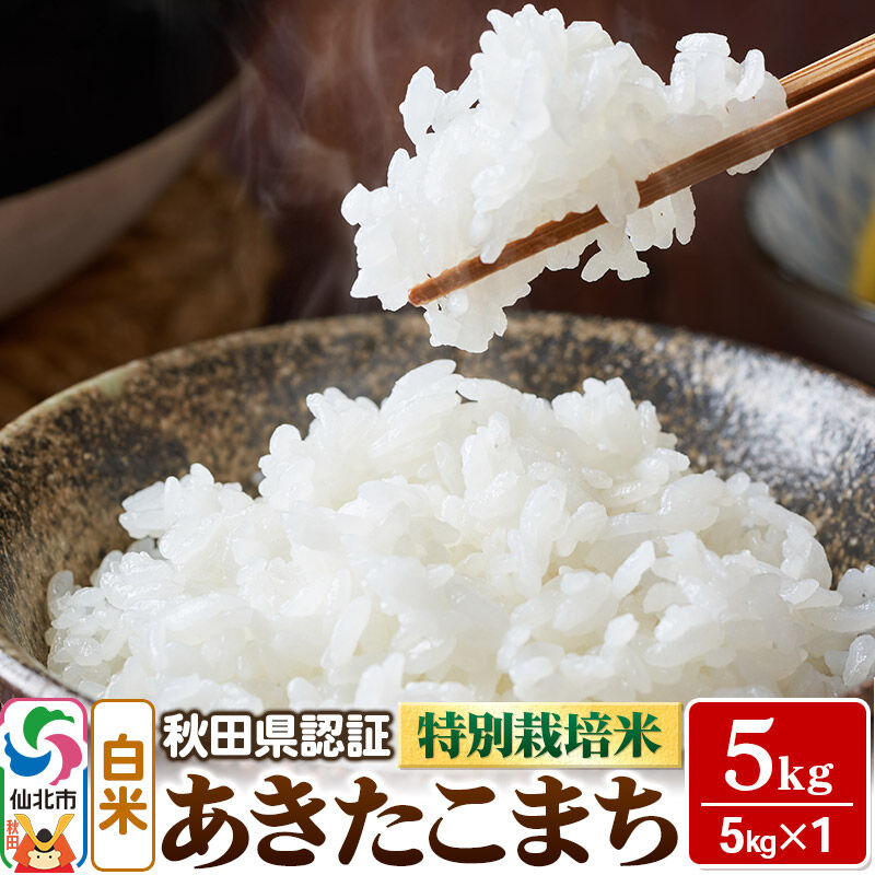 【ふるさと納税】あきたこまち（白米）5kg×1袋 米 令和7年産 秋田県認証 特別栽培米 [白米 精米 あきたこまち アキタコマチ 秋田小町 産地直送 産直 お取り寄せ ごはん ご飯]
