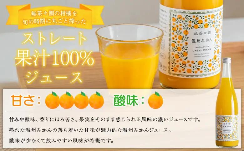 ＜無茶々園 柑橘ジュース 3本セット（720ml×3）＞『1か月以内に順次出荷予定』果汁 100% 温州みかん 果物 オレンジ ポンカン ジューシーフルーツ ドリンク 飲料 果実飲料 飲み物 ギフト 