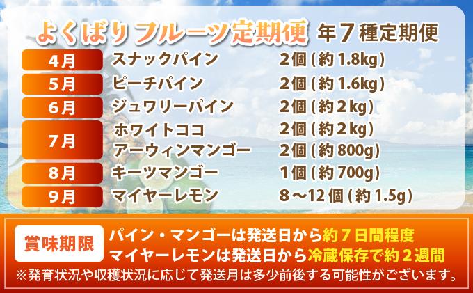 《年7回発送》島のおいしいを贅沢に！大満足のパイナップル4種とマンゴー2種、マイヤーレモンの定期便 TF-071-t07