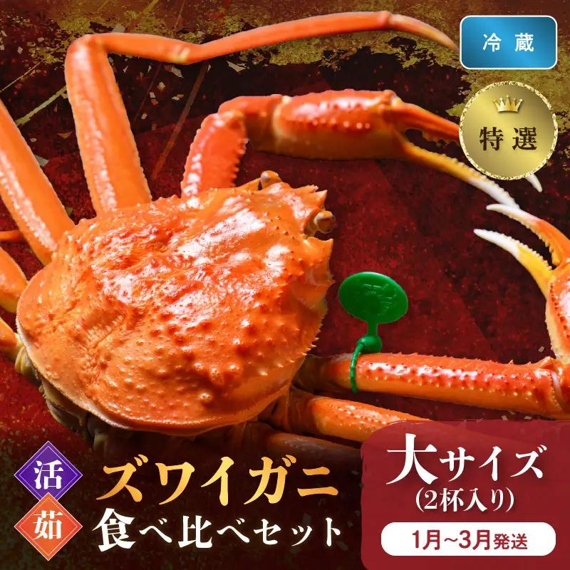【蟹の匠 魚政】【京丹後産 特撰】ズワイガニ 食べ比べセット〈活×茹〉大サイズ2杯入り（1月～3月発送）