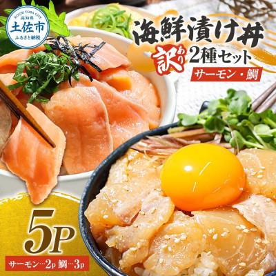 ふるさと納税 土佐市 【訳あり】海鮮漬け丼(タイ3P・サーモン2P)セット