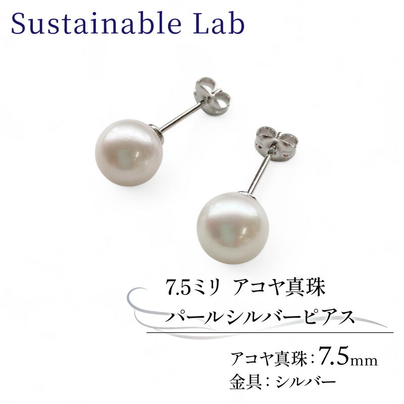 【ふるさと納税】 真珠 ピアス 7.5mm SV シルバー アコヤ真珠 アクセサリー ファッション akoya パール フォーマル カジュアル プレゼント ギフト 贈り物 贈答品 お祝い 誕生日 記念日 冠婚葬祭 国産 三重県 伊勢 志摩 南伊勢町 / パールシルバーピアス7.5mm
