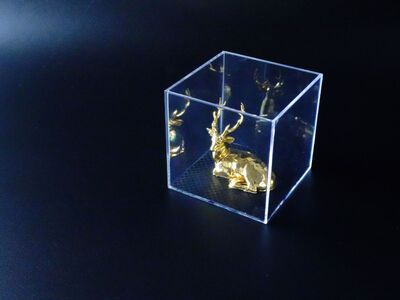 U-86 幸運を運ぶ神鹿 (純金メッキしたレプリカ) 小 奈良市 有限会社 高山商会 奈良 一刀彫 純金 24k メッキレプリカ 置物 なら 奈良 なら