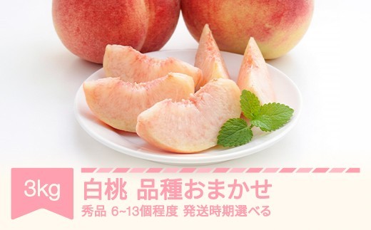 
                  桃 品種おまかせ 白桃 秀品 約3kg (6～13個程度) 2026年産 令和8年産 nf-mohtx3
                