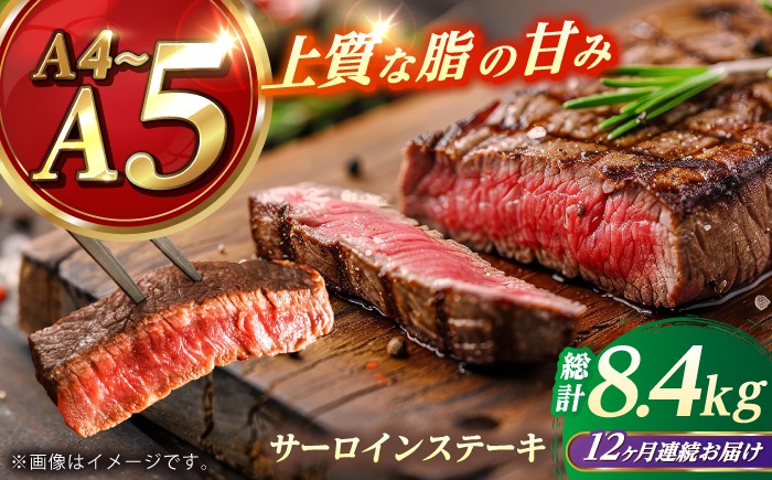 
                  【全12回定期便】 長崎和牛 サーロイン ステーキ 350g×2 【KRAZY MEAT】 A5 A4 冷凍 和牛 肉 牛肉 BBQ [RCQ013]
                