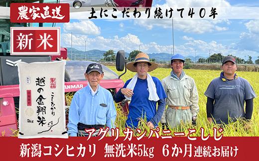 
            J8-7MN056A【6ヶ月連続お届け】新潟県長岡産コシヒカリ無洗米5kg（特別栽培米）
          