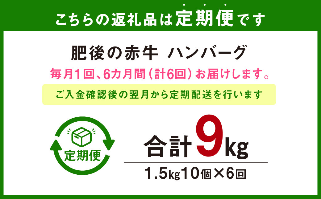 【定期便6回】肥後の赤牛 ハンバーグ 150g×10 計9000g