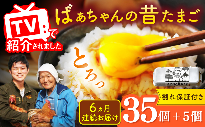 【全6回定期便】ばあちゃんの昔たまご 計240個（35個+5個×6回（割れ補償付き）） / 卵 玉子 平飼い / 佐賀県 / 素ヱコ農園 [41AEAA008]
