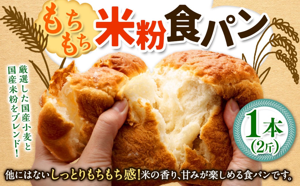 【指定日必須】【月曜指定不可】【6月から9月配送不可】もちもち米粉食パン  1本（2斤） 食パン 米粉パン パン 国産 大阪府 阪南市 冷蔵