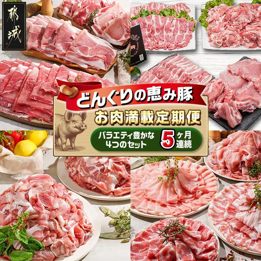 「どんぐりの恵み豚」お肉満載定期便(5ヶ月)〔T60(5)-1102〕_(都城市) 万能スライスセット バラエティセット こま切れセット しゃぶしゃぶセットなど 冷凍 豚肉の定期便 とんかつ スライス しゃぶしゃぶなど