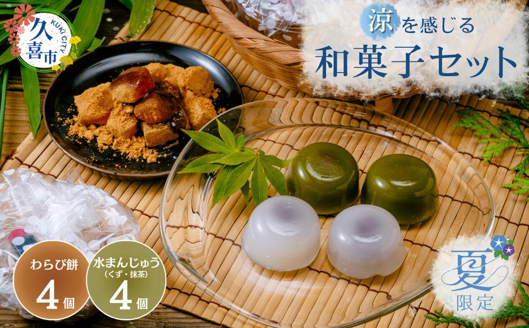 
            【期間限定9月下旬まで】 涼を感じる 夏 和菓子 セット わらび餅 4個 水まんじゅう 4個 セット 計8個セット | 和菓子 菓子 水まんじゅう わらび餅 わらびもち 夏 涼 きな粉 黒蜜 黒みつ 手作業 特産品 こしあん ツル 食感 甘党 冷やし菓子 ひんやり ヒンヤリ お茶うけ 冷え冷え 埼玉県 久喜市
          