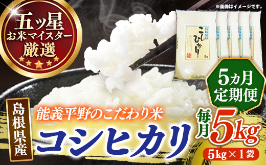 【定期便】五ツ星お米マイスター厳選 能義平野のコシヒカリ 5kg×5回 【令和7年産 5ヶ月定期便こしひかり 計25kg 精米 白米 ご飯 お米 美味しい 安心 安全 沼田米穀店 島根県 安来市】【7