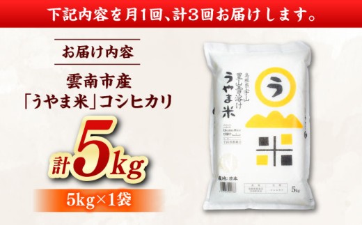 白米 【全3回定期便】神話の里/吉田町「うやま米」コシヒカリ 5kg（5kg×1）白米 精米 コメ おすすめ 人気 お米 米 ごはん ご飯 食卓 主食 ブランド米 お取り寄せ グルメ ご当地米 贈り物