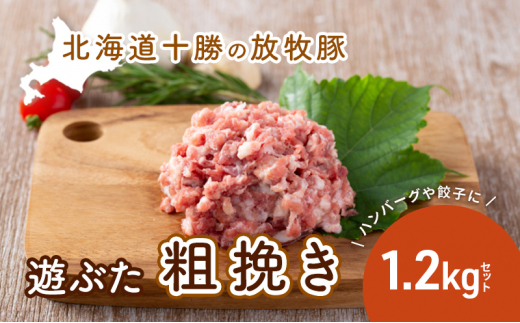 
[№5749-0800]北海道十勝の放牧豚”遊ぶた”粗挽き1.2kg餃子・ハンバーグ用セット
